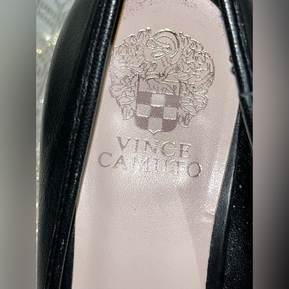 *Excellent Condition Black Vince Camuto Bow Toe Wedge Shoes Heels Sz. 10 - Picture 6 of 13